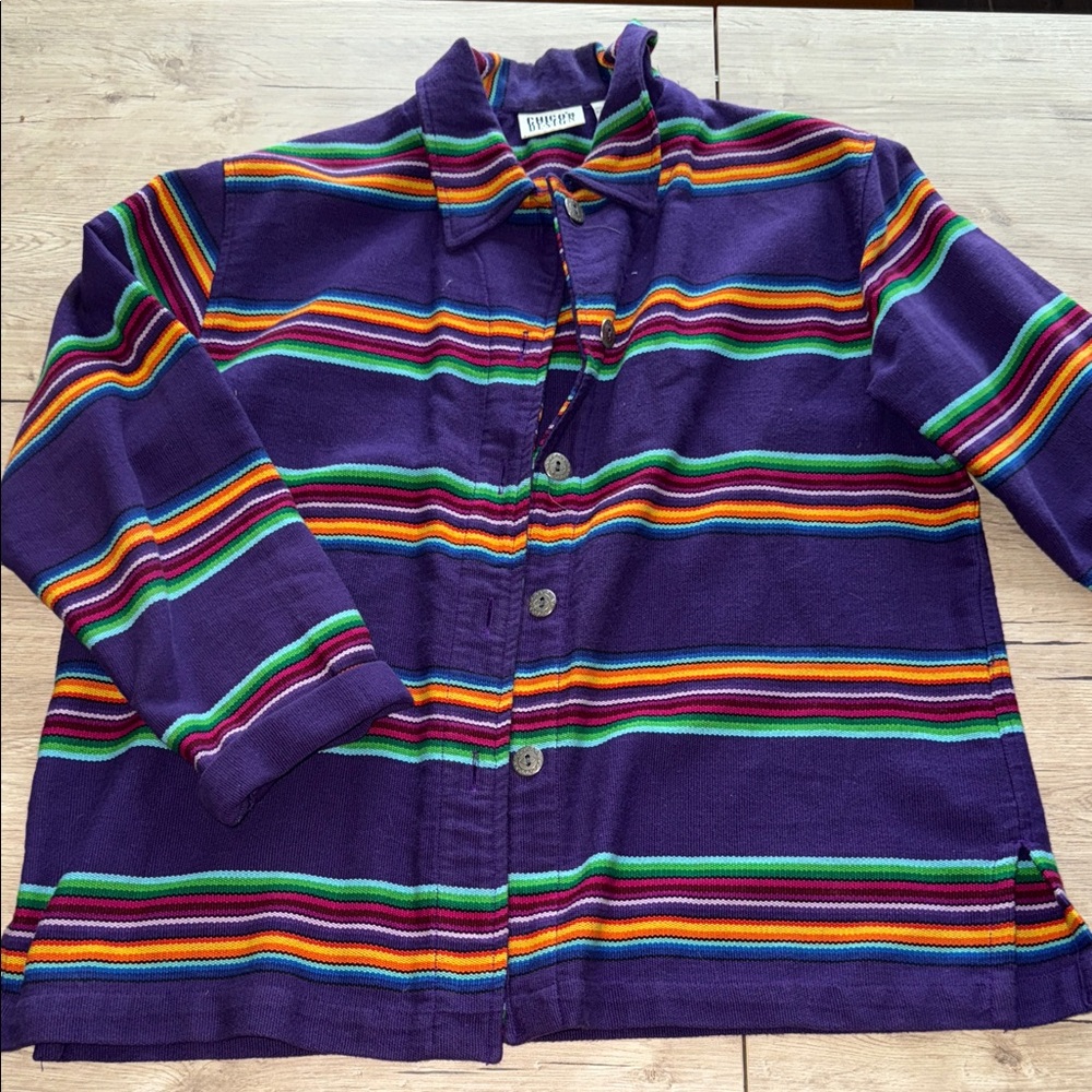 Chico's Design vintage Striped Button Down Shirt Jacket